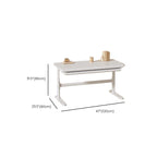 Bend-resistant Trestle Base Table with 1 Drawer, 1 Shelf, Manual Height Adjustment, Chalk Top, and Self-supporting Bookcase