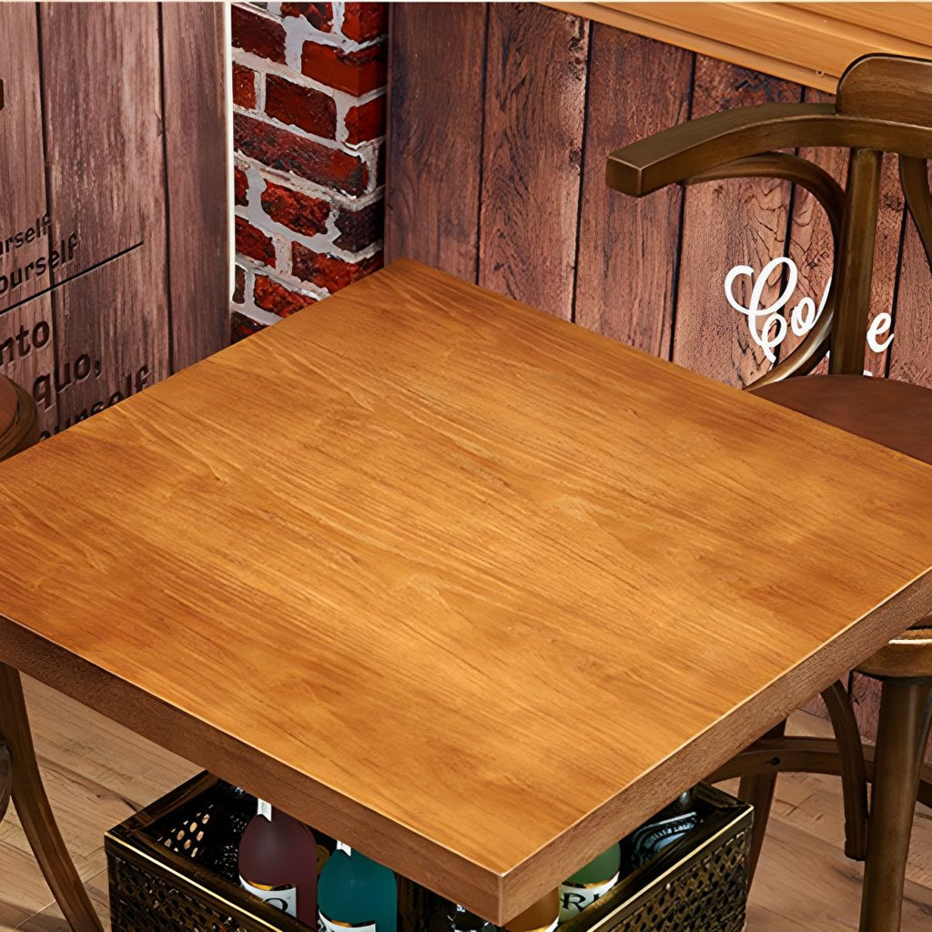 Industrial Solid Wood Bar Table Set 1/3/4/5 Pieces Counter Table with High Stools