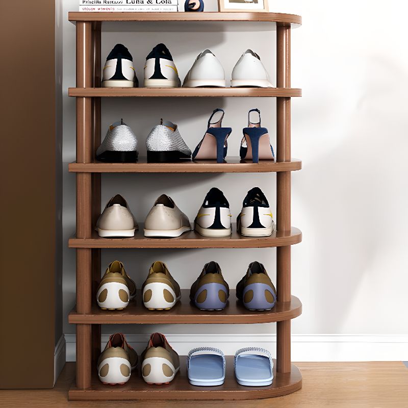 Modern Engineered Wood Shoe Shelf with 6 Tiers and Shelf