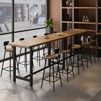 Modern 1/11 Pieces Bar Table Set Rectangle Wood Counter Table with High Stools