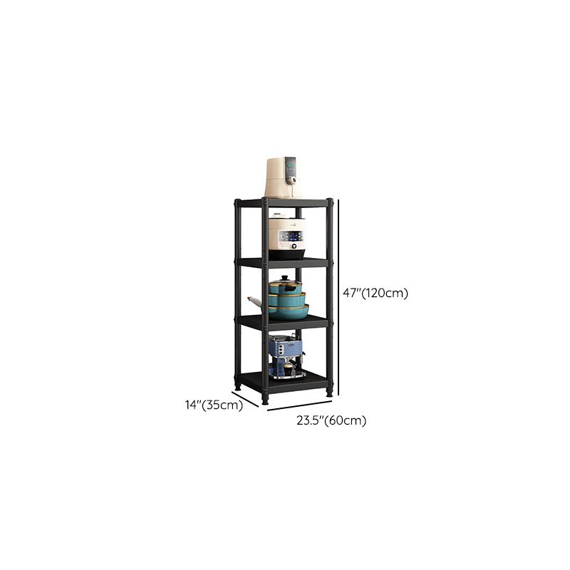 Black Contemporary Standard Baker's Rack with Steel Frame and Metal Shelves
