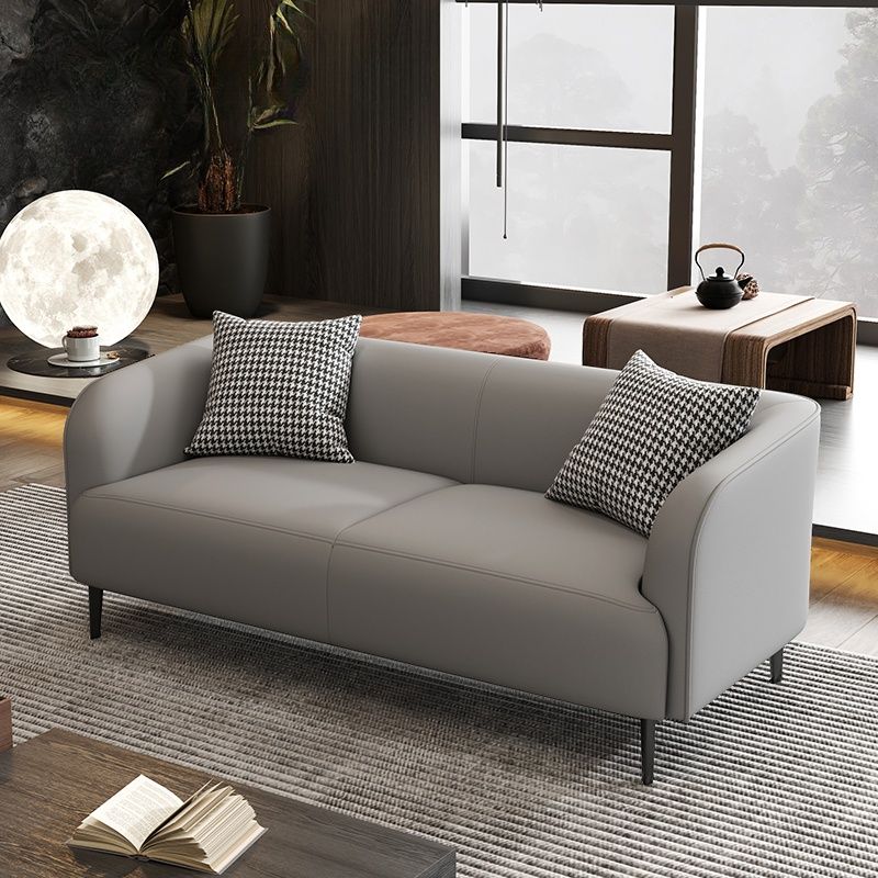 Drawing Room Standard Sofa in Pu Leather with Dark Gray/Sage/Amber Color and Armrest