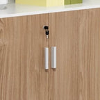 Casual Manufactured Wood Credenza with Shelf Unit and Locker, Featuring Locking Door and 4-Wide/2-Wide/3-Wide Compartments