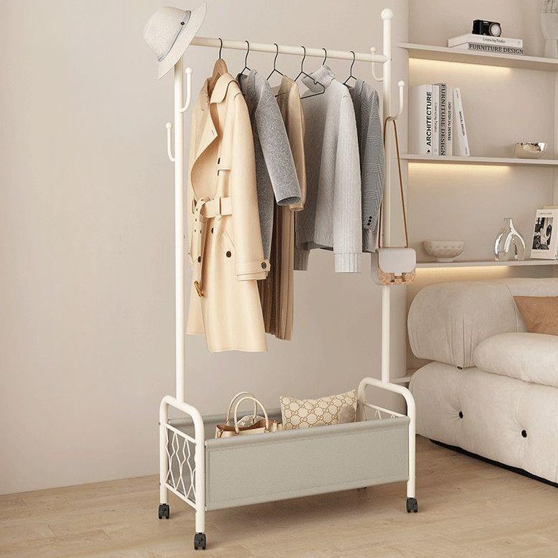 Modern Simple Style Hall Rack with Receptacle Storage, 1 Shelf, Iron Frame, and Alloy Hook