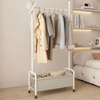 Modern Simple Style Hall Rack with Receptacle Storage, 1 Shelf, Iron Frame, and Alloy Hook