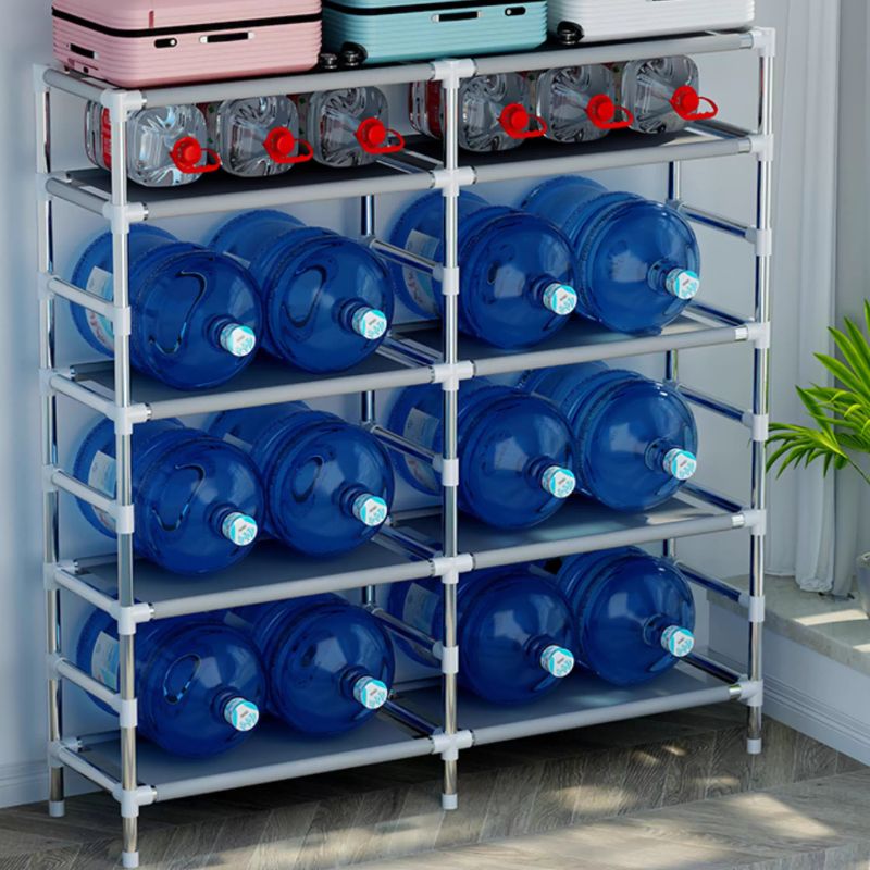 Art Deco Alloy Rectangle Shoe Rack with 6 Shelves, Floor Mounted for 11-40 Pairs in Drawing Room