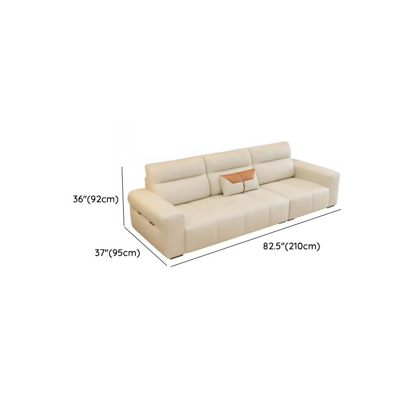 Modish Solid Color Stain Resistant Standard Sofa/Loveseat in Beige, Seats 7/6-Seater/5 Person with 3 Pillows/1 Pillow