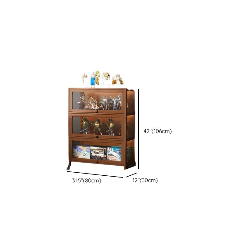 Charcoal Simplistic Bambusa Flooring Curio Cabinet with Sealed Cabinet, 2 Shelves/3 Shelves/4 Shelves, 2 Doors/3 Doors/4 Doors