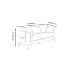 Contemporary Velvet Square Arm Sofa with Storage for Three People