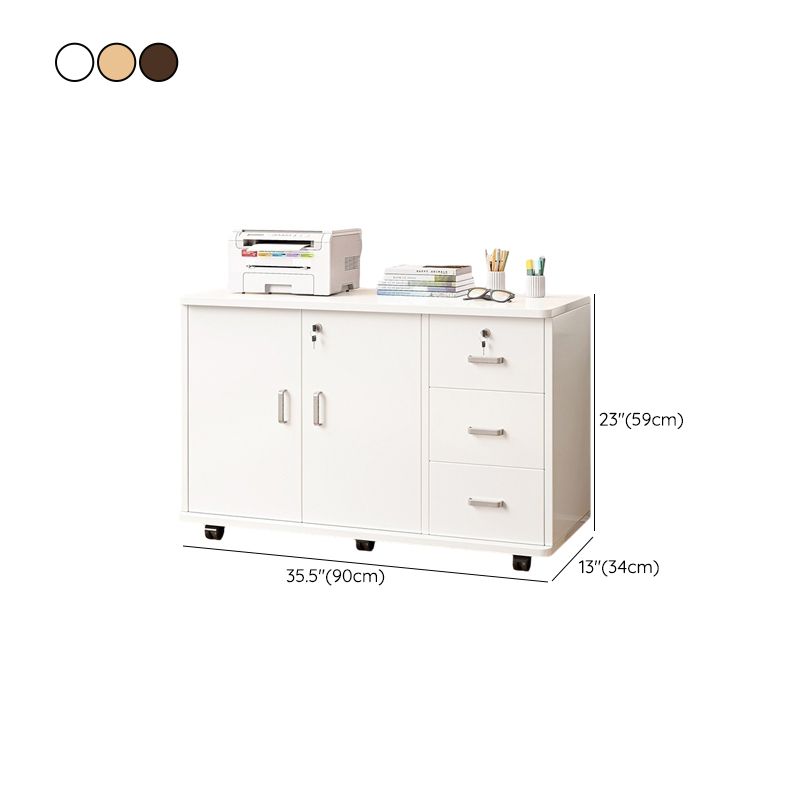 Lockable Modern Wood Filing Cabinet with Drawers & Shelves for Home Office