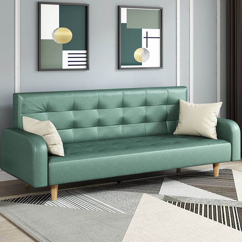 Standard Sofa in Midnight Black/Cerulean/Olive Green with Pu Leather and Armrest
