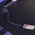 Alloy Sleigh Base Hydrophobic Innovation Office Computer Desk with Cable Management and Rounded Corners, Cable Management Included