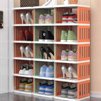 Art Deco Polymerized Material Square Shoe Rack with 2/3/4 Shelves, 1-10 Pairs Capacity for Drawing Room