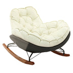 Modern Upholstered Rocking Chair - Stylish Indoor Seating with Natural Wood Legs and Tufted Design