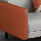 Trendy Solid Color Stain Resistant Standard Sofa in Grey/Cerulean/Beige with Arm, 4-seater/Seats 3 and 2 Pillows