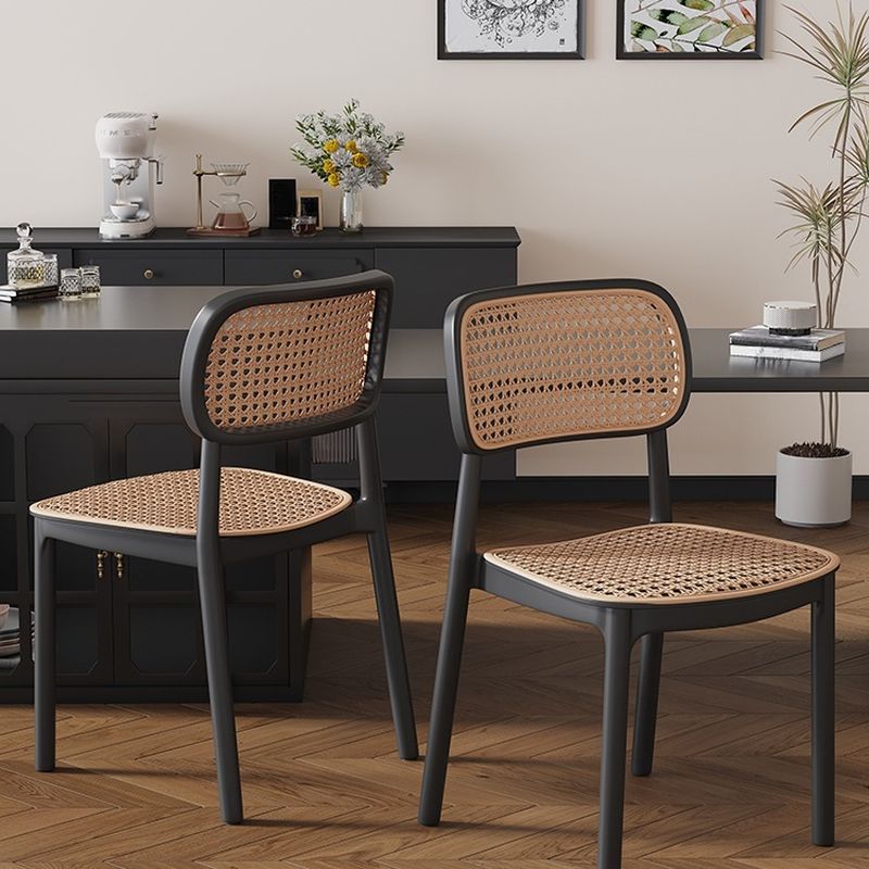Art Deco Parlor Side Chair with Ventilated Back, Ink/Dark Gray/White Synthetic Material Legs, Pile-upon-able, and Foot Pads