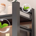 Art Deco Steel Rectangle Shoe Rack with Ink Finish and Adjustable Shelves for 21-30 Pairs in Drawing Room