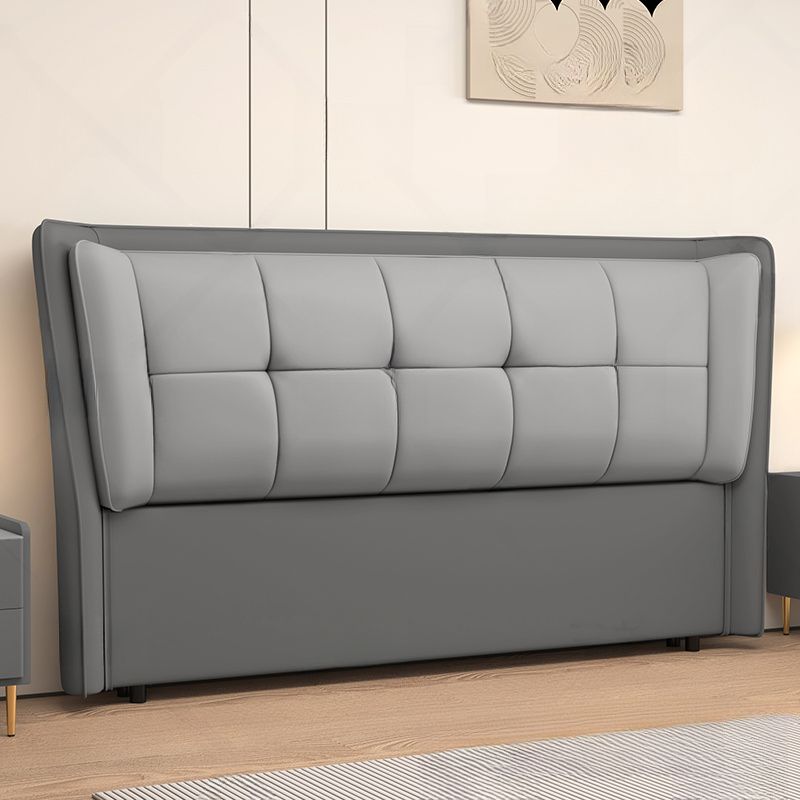 Trendy Wingback Headboard with No Distressing, Piled Tufted Rectangle for Queen/Full Bed, Sponge Upholstery Fill, Standard Height