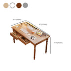 Modern Rectangular Natural Wood Writing Table in Gray/Chalk/Unfinished Color with Drawers