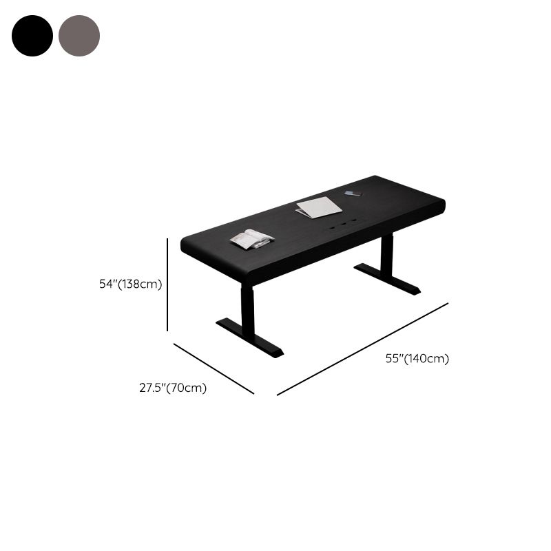 Simplistic Warp-free T-Shape Base Desk with 4/3/2 Drawers, Black/Chestnut Lumber Top, Floor Mounted, and Programmable Memory Controller
