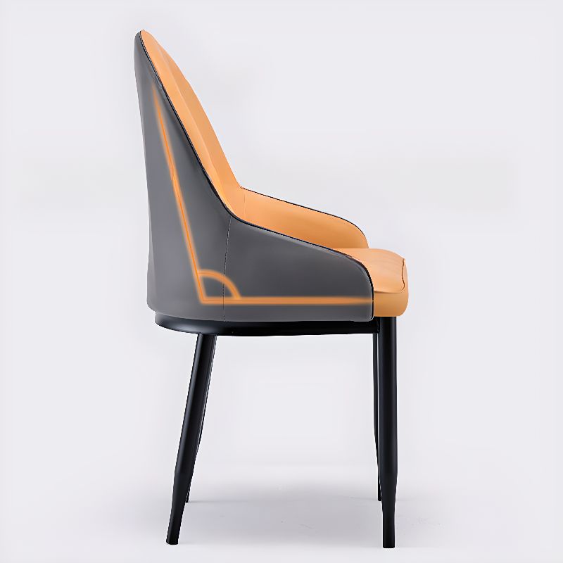 Modish Dinette Armless Chair with Parsons Back, Cushioned Alloy Legs, and Foot Pads