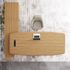 Dust Resistant Desk with 2 Drawers, Cabinet, Stump Base, Exterior Shelf, Cable Management, Wood Color Top, and Cooling Hole