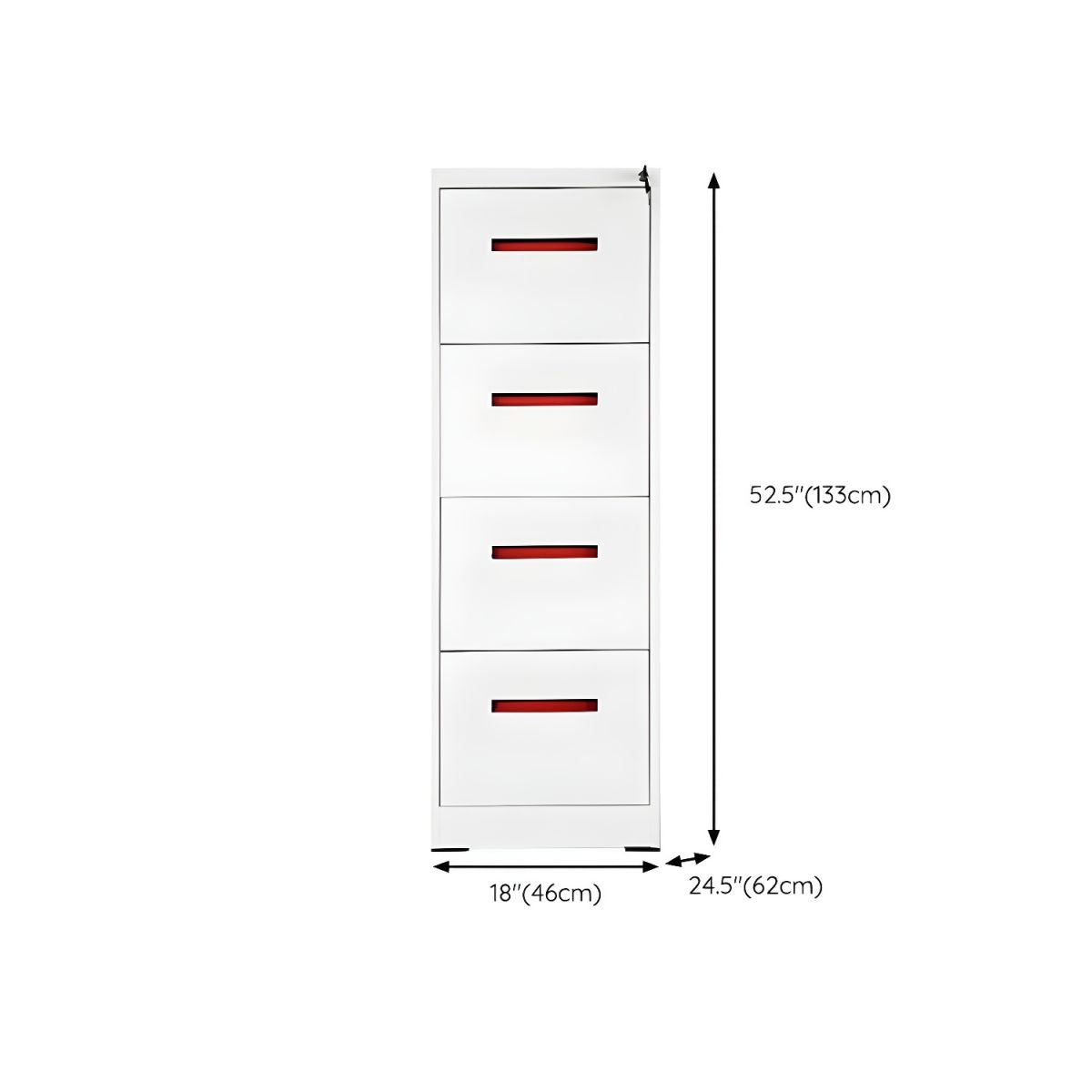 Modern Steel Vertical Filing Cabinet with Lock, Drawers & Self-Close Glides
