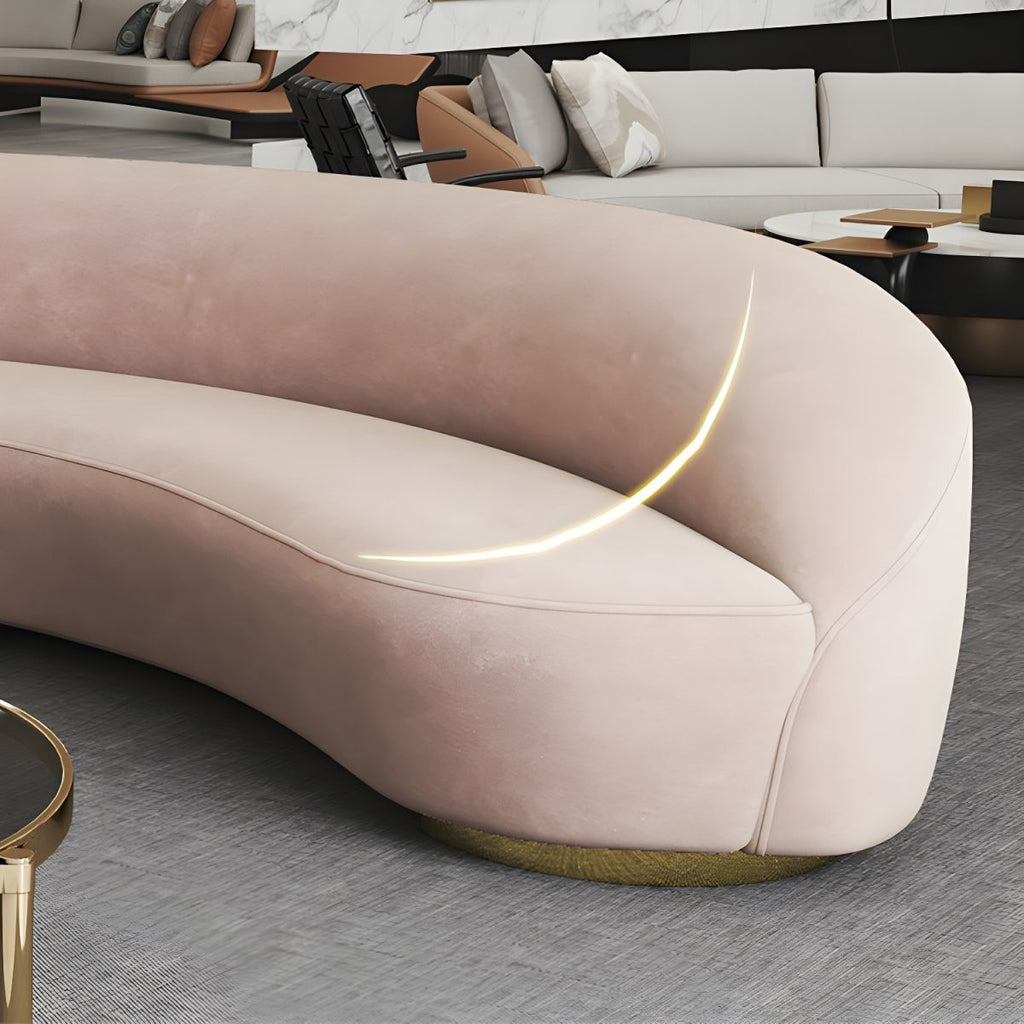Scandinavian Cushions Tuxedo Arm Curved Living Room Fabric Settee