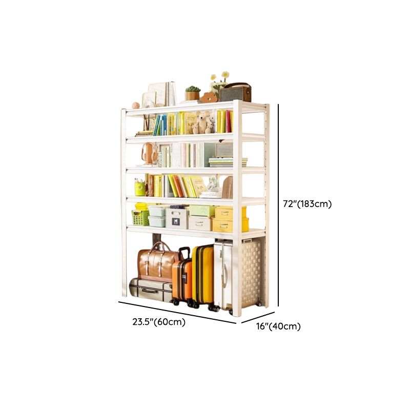 Chalk Minimalist Alloy Warehouse Storage Rack with Flexible Shelf, Free Standing for General Storage