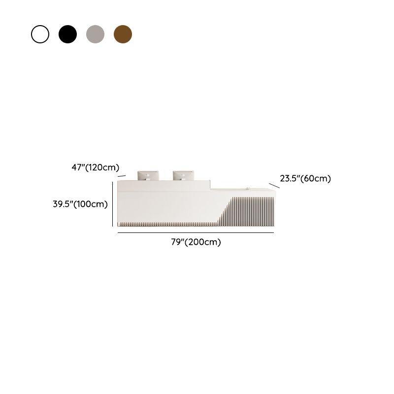 Reception Desk Rectangle with Hutch 2 Drawers/1 Drawer Hutch Keyboard Tray and Filing Cabinet, Manufactured Wood Top
