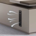 Scratch-proof Office Desk with 2 Drawers, Stump Base, Exterior Shelf, Cable Management, Front Splash, and Cooling Hole