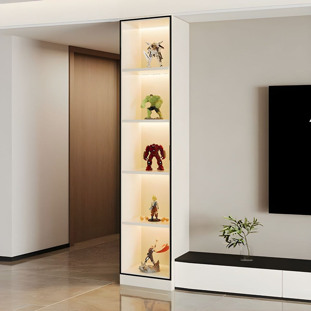 Elegant Glass Display Cabinet with Wood and Lighting Included