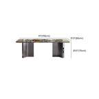 Casual Marble Dining Table with Fixed Table in Ink, Scratch-shielded for 6-person Seat/4 People/8 People, Marble Top Material Combination