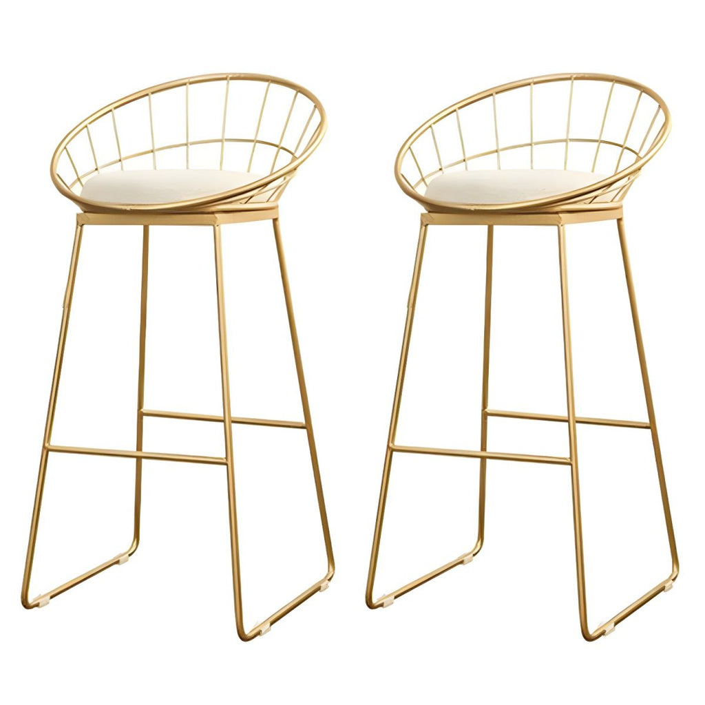 Glam 2-Person Bar Set with Upholstered Gold Chairs, Backrest, and Footrest