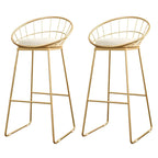 Glam 2-Person Bar Set with Upholstered Gold Chairs, Backrest, and Footrest