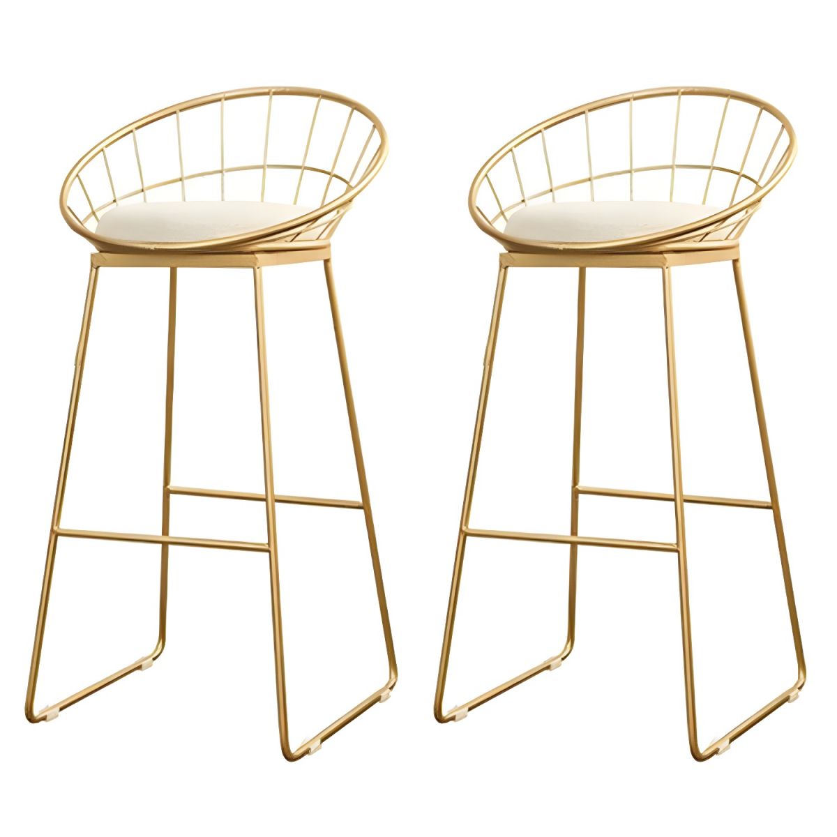 Glam 2-Person Bar Set with Upholstered Gold Chairs, Backrest, and Footrest