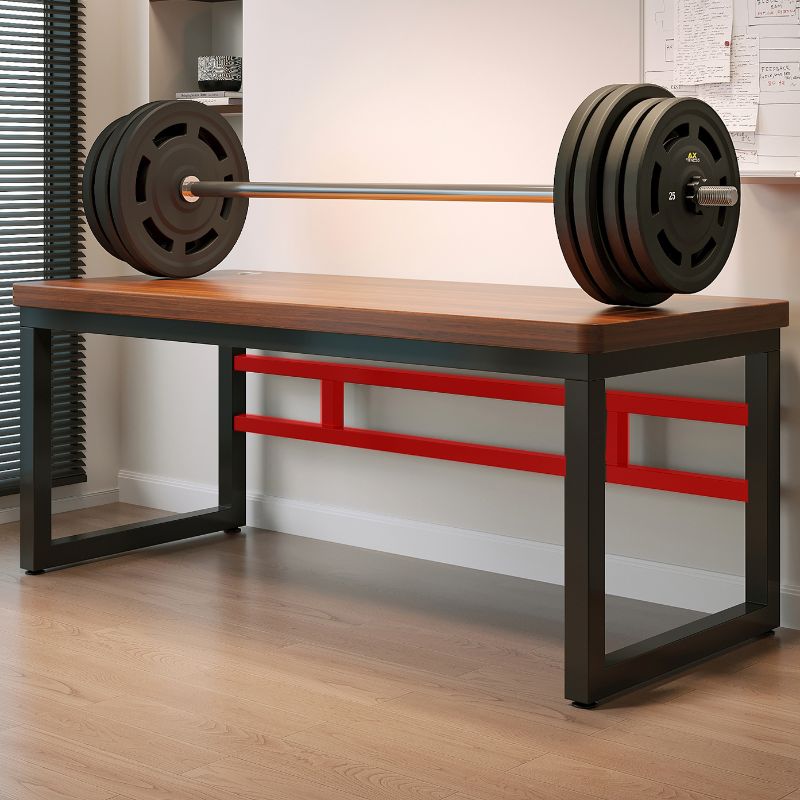 Black/Chalk Rectangular Metal Table with Cable Management, Crack Resistant Twin Support Base, and Rounded Corners