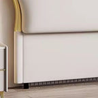 Trendy Panel Headboard in Natural Wood with No Distressing, Camelback Shape for King/Queen/Full Bed, Featuring Sponge Upholstery and Standard Height