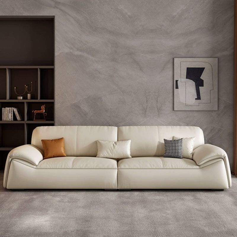 Contemporary Modern Solid Color Stain Resistant Standard/Single Sofa in Off-White, Seats 3/6/5 with 3/1 Pillows