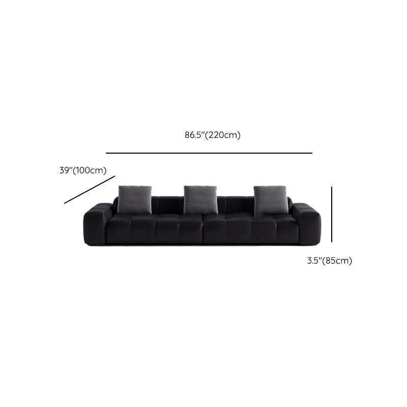 Tear Resistant Standard Sofa/Loveseat/Single Sofa in Midnight Black Genuine Leather