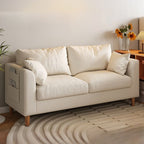 Flannel Loveseat in Light Gray/Navy Blue/Cream with Armrest