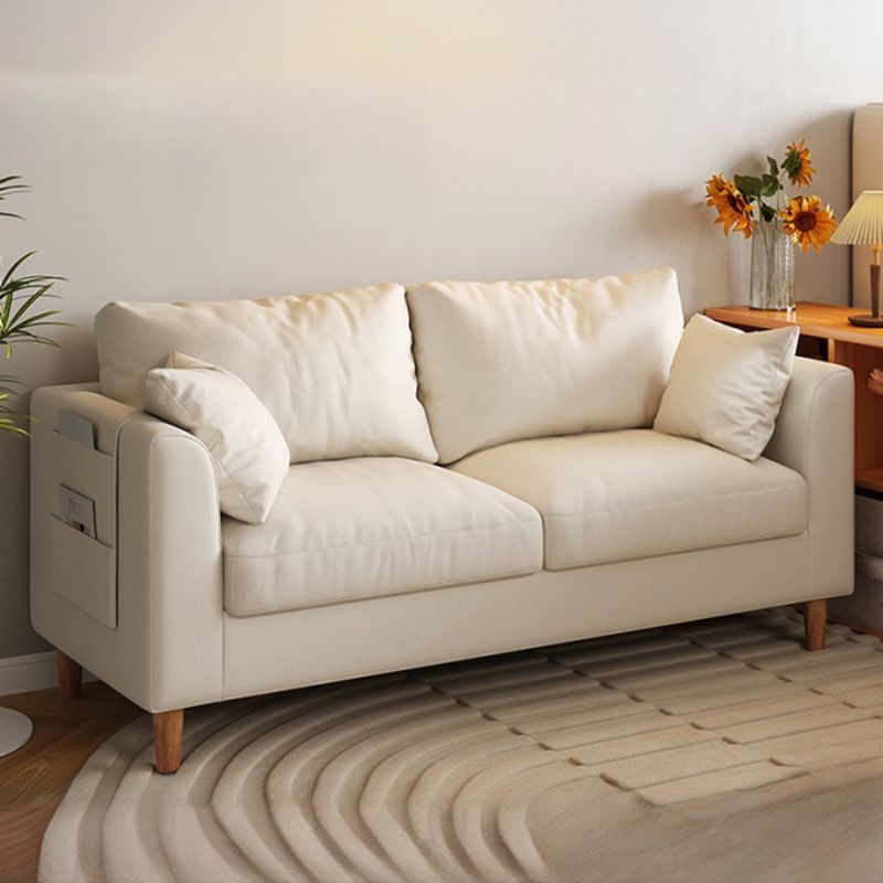 Flannel Loveseat in Light Gray/Navy Blue/Cream with Armrest