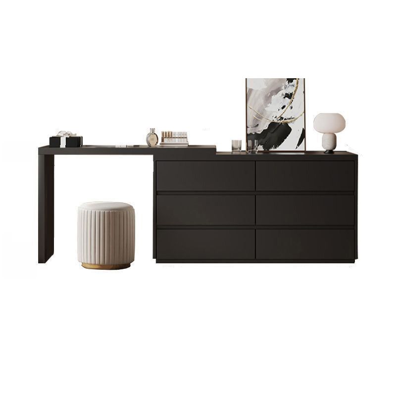 Modish Large Vanity Set with Laminate Table Top, White Chair, and 6 Drawers