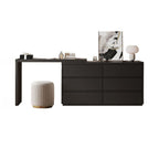 Modish Large Vanity Set with Laminate Table Top, White Chair, and 6 Drawers