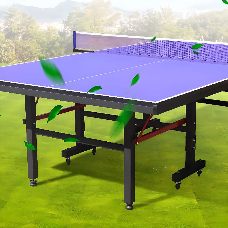 Indoor Ping Pong Table with Synthetic Laminate Top in Ink/Cerulean/Olive Green and Included Table Tennis Paddle