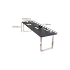Casual Writing Desk with Easy Assembly, Scratch-proof Sleigh Base, Ink Pine Wood/Slate Top