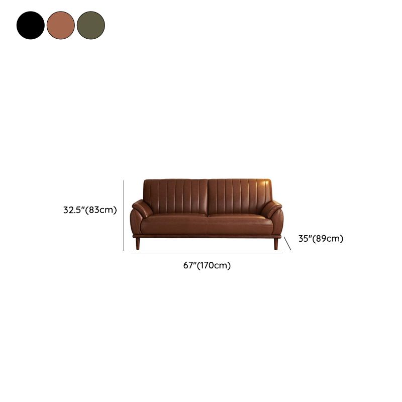 Modern Solid Color Scratch-defiant Leather Standard Sofa/Loveseat/Single Sofa in Black/Emerald Green/Auburn for 2/3/1-seater