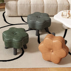 Trendy Unique Solid Color Standard Ottoman in Leatherette with Dove Grey/Green/Cream Upholstery and Button-tufted Design