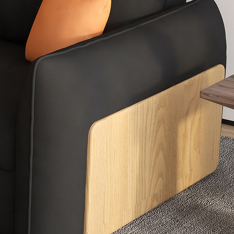Midnight Black Tufted Back Futon Day Bed with Receptacle Storage
