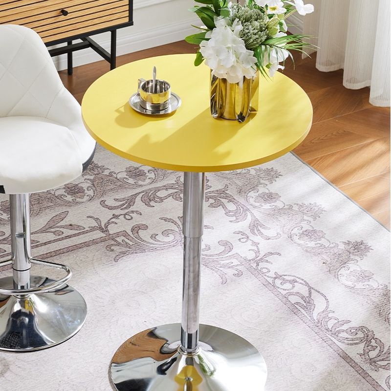 Height-adjustable Circular Pub Table in Ink/Metallic/Butter Color